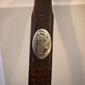 Ole Miss Brown Leather Belt with Silver Emblem